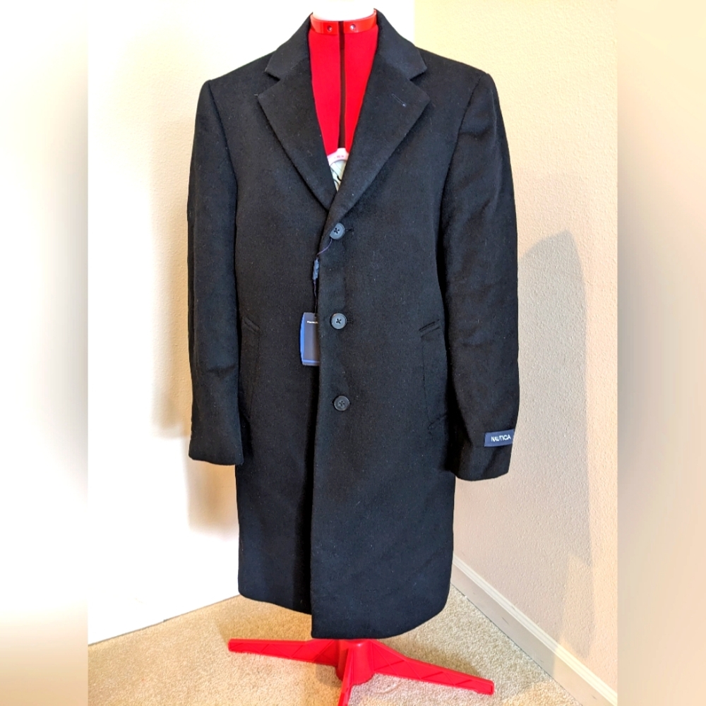 Men's Large Nautica Black Wool Coat